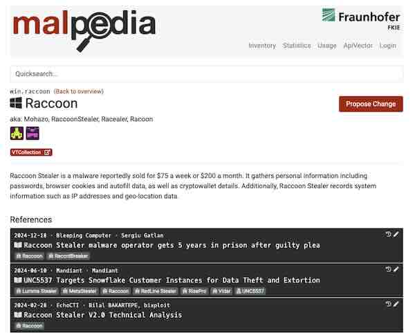 Raccoon Malware at Malpedia