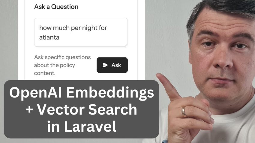 how to crete openai embedding + vector search in laravel